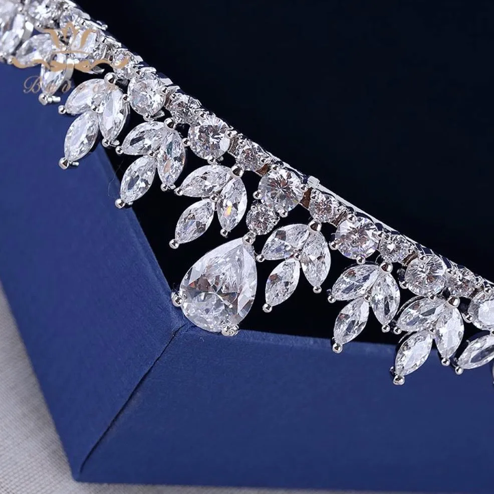 "Ivelina" - Silver Cubic Zirconia 3-Piece Bridal Jewelry Set With Tiara