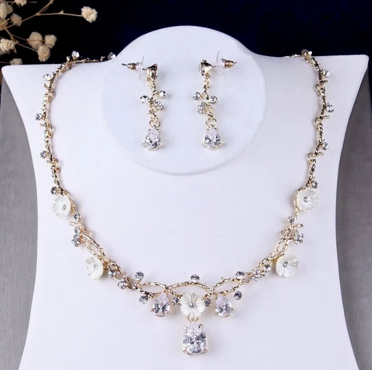 "Kariyah" - Gold Bridal 3-Piece Jewelry Set With Tiara