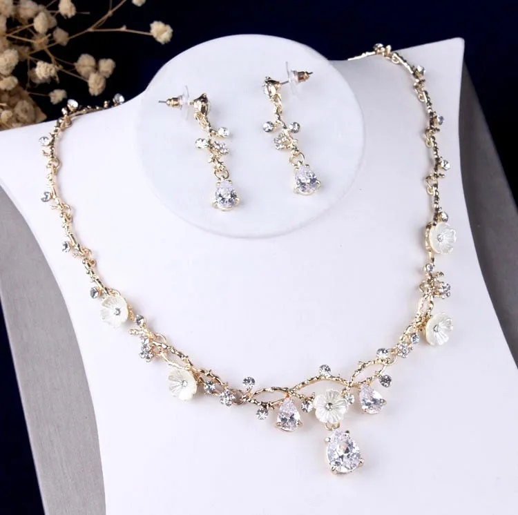 "Kariyah" - Gold Bridal 3-Piece Jewelry Set With Tiara