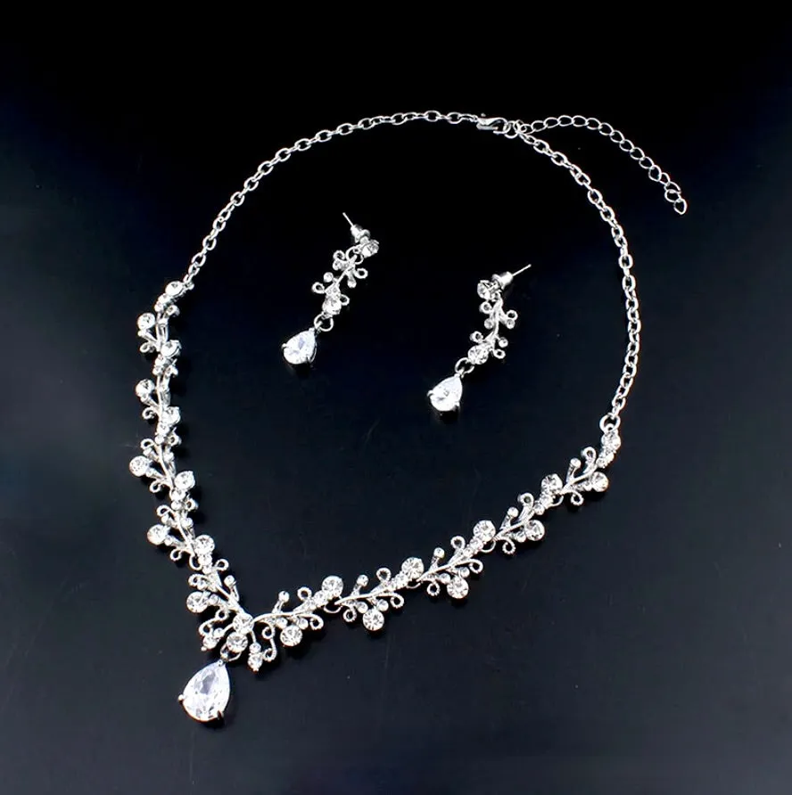 "Liana" - Bridal 3-Piece Jewelry Set With Tiara - Available in Gold and Silver