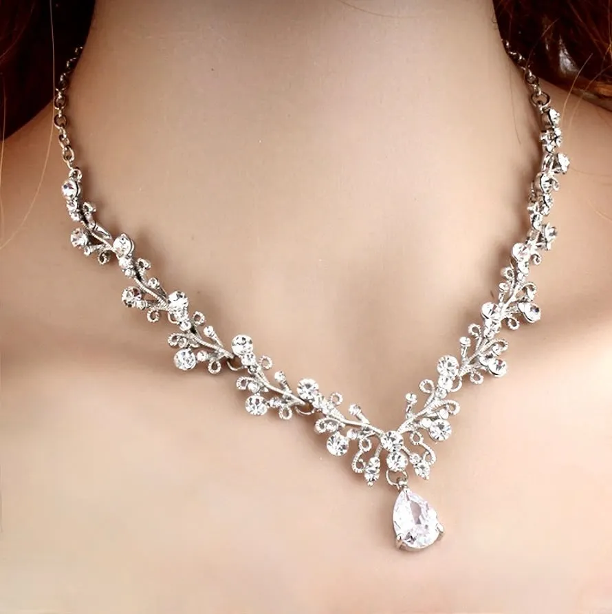 "Liana" - Bridal 3-Piece Jewelry Set With Tiara - Available in Gold and Silver