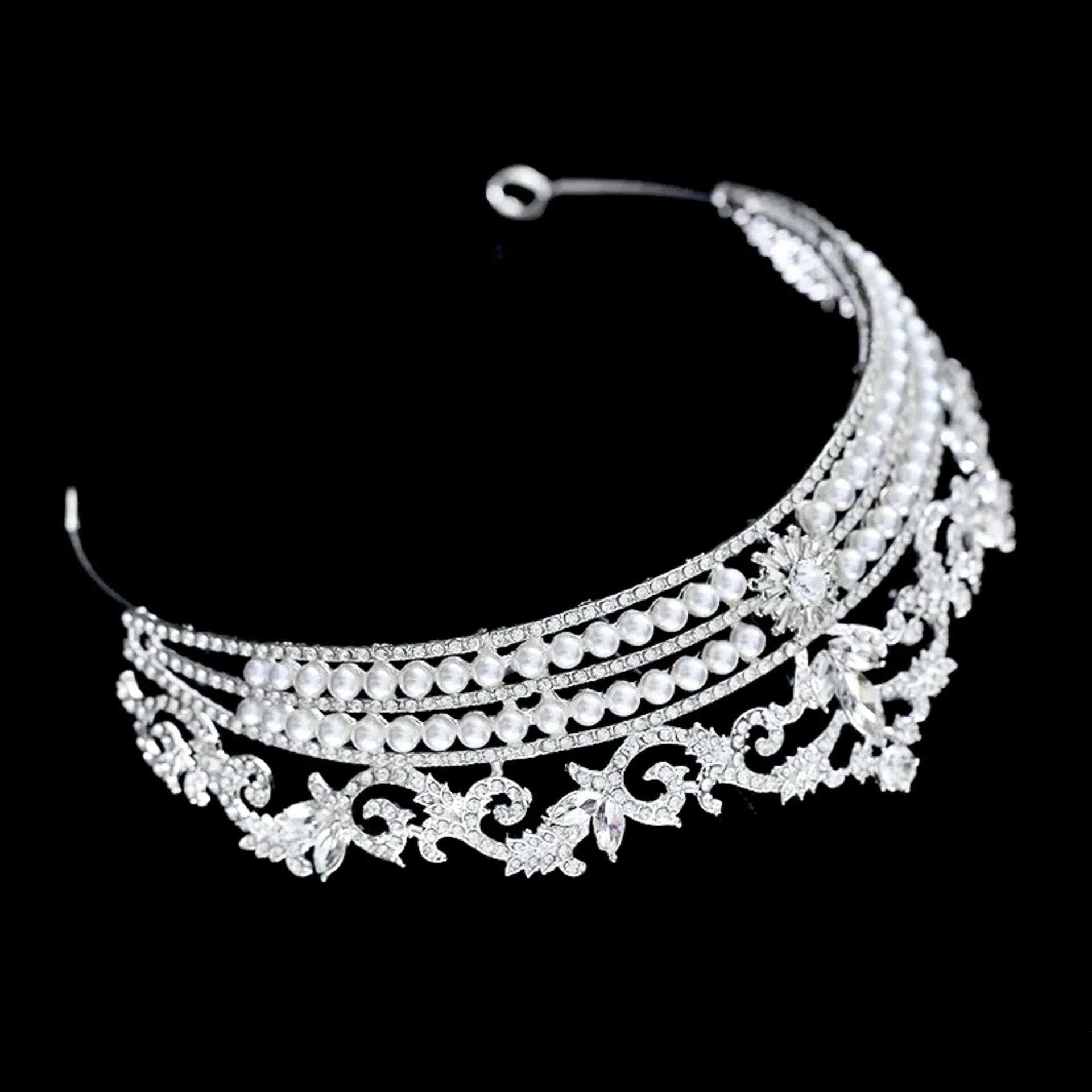 "Malina" - Pearl and Crystal Bridal Tiara - Available in Silver and Gold