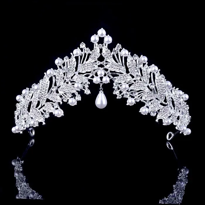 "May" - Pearl and Cubic Zirconia Bridal Tiara