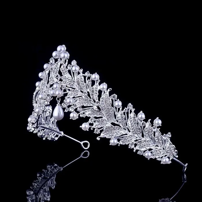 "May" - Pearl and Cubic Zirconia Bridal Tiara