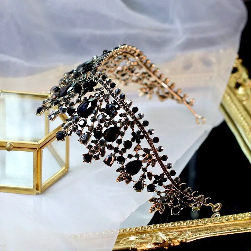 "Olenna" - Victorian Gothic Black Bridal Tiara
