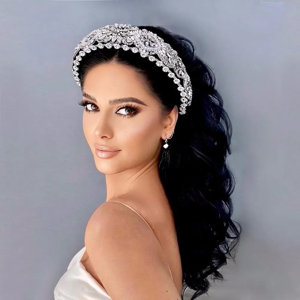 "Reina" - Royal Austrian Crystal and Pearl Bridal Headband / Tiara