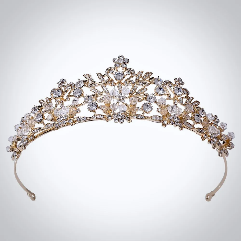 "Simone" - Crystal Bridal Tiara - Available in Silver, Rose Gold and Yellow Gold