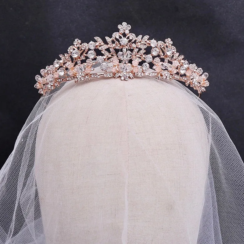 "Simone" - Crystal Bridal Tiara - Available in Silver, Rose Gold and Yellow Gold