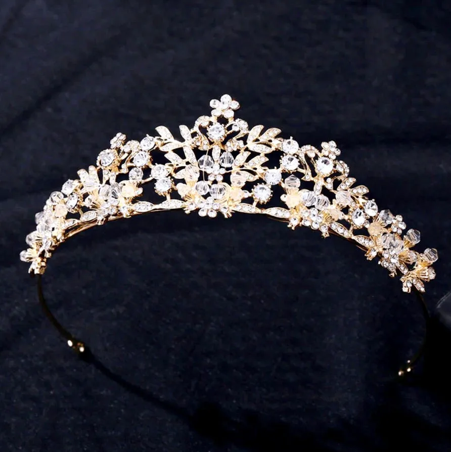 "Simone" - Crystal Bridal Tiara - Available in Silver, Rose Gold and Yellow Gold