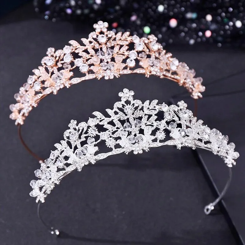 "Simone" - Crystal Bridal Tiara - Available in Silver, Rose Gold and Yellow Gold
