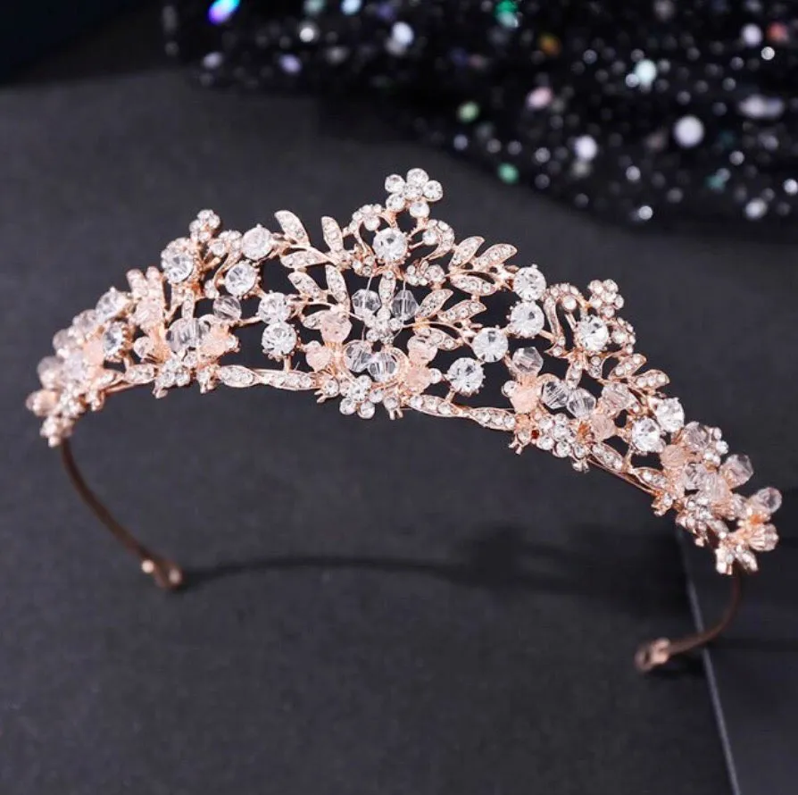 "Simone" - Crystal Bridal Tiara - Available in Silver, Rose Gold and Yellow Gold