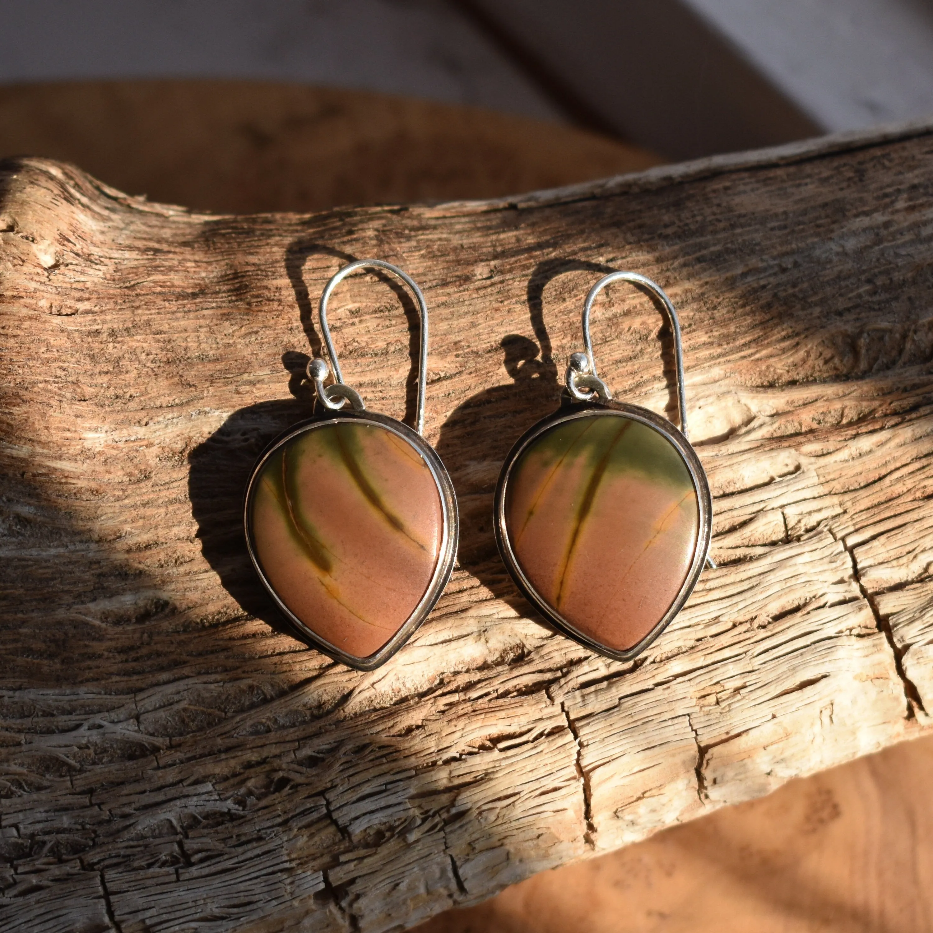 Red Creek Jasper Earrings - .925 Sterling Silver Ring - Silversmith - Jasper Drop Earrings