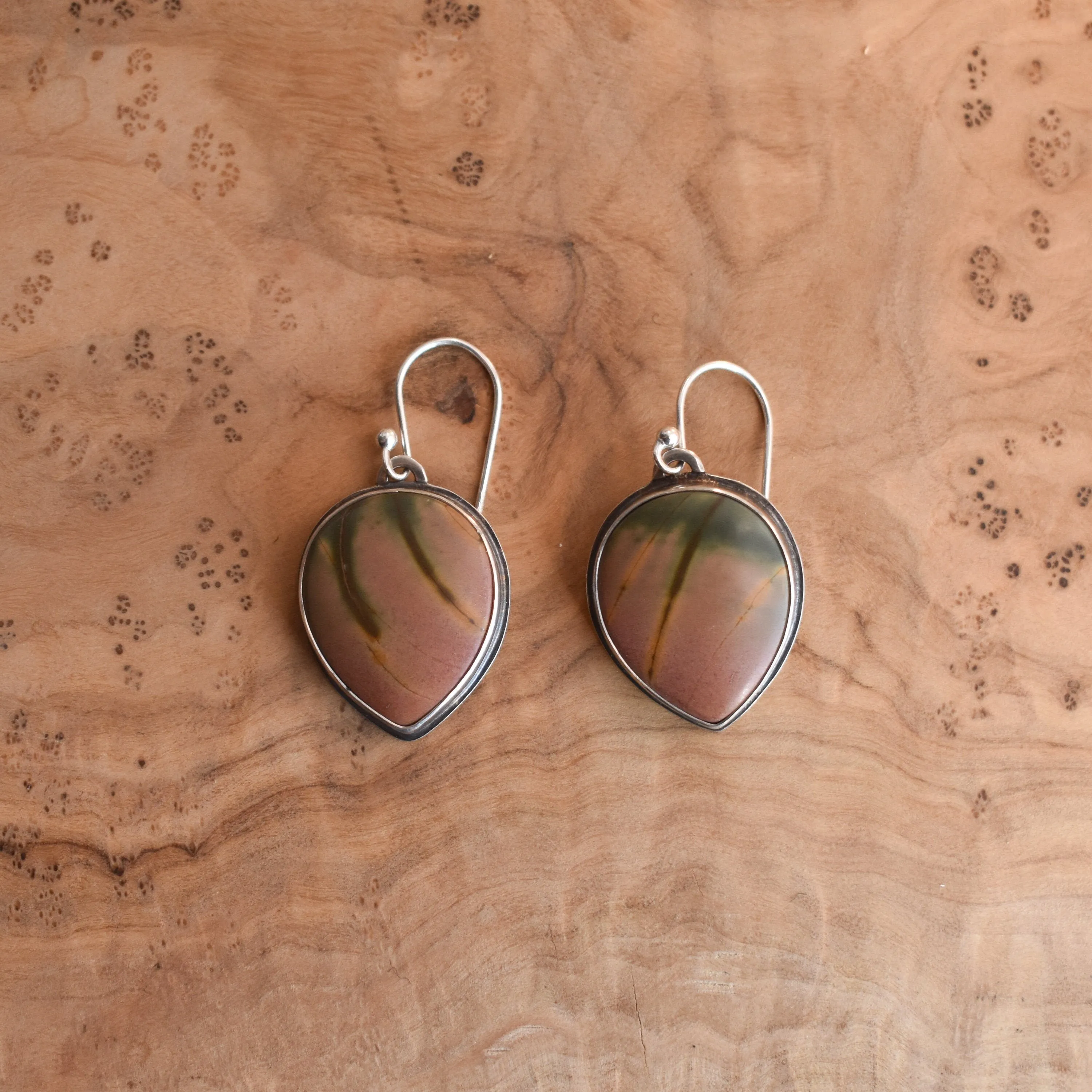 Red Creek Jasper Earrings - .925 Sterling Silver Ring - Silversmith - Jasper Drop Earrings