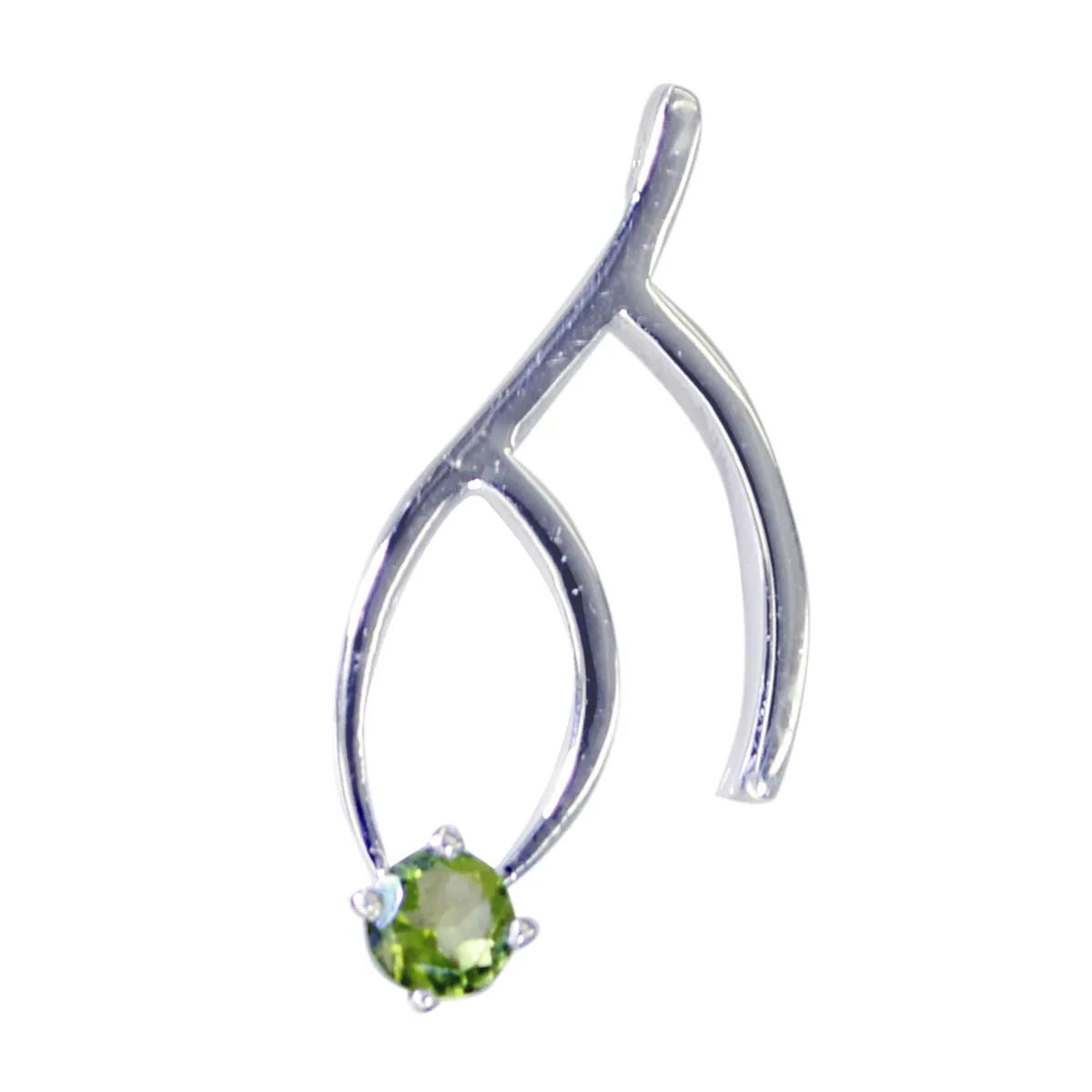 Riyo Engaging Gemstone Round Faceted Green Peridot Sterling Silver Pendant Gift For Friend