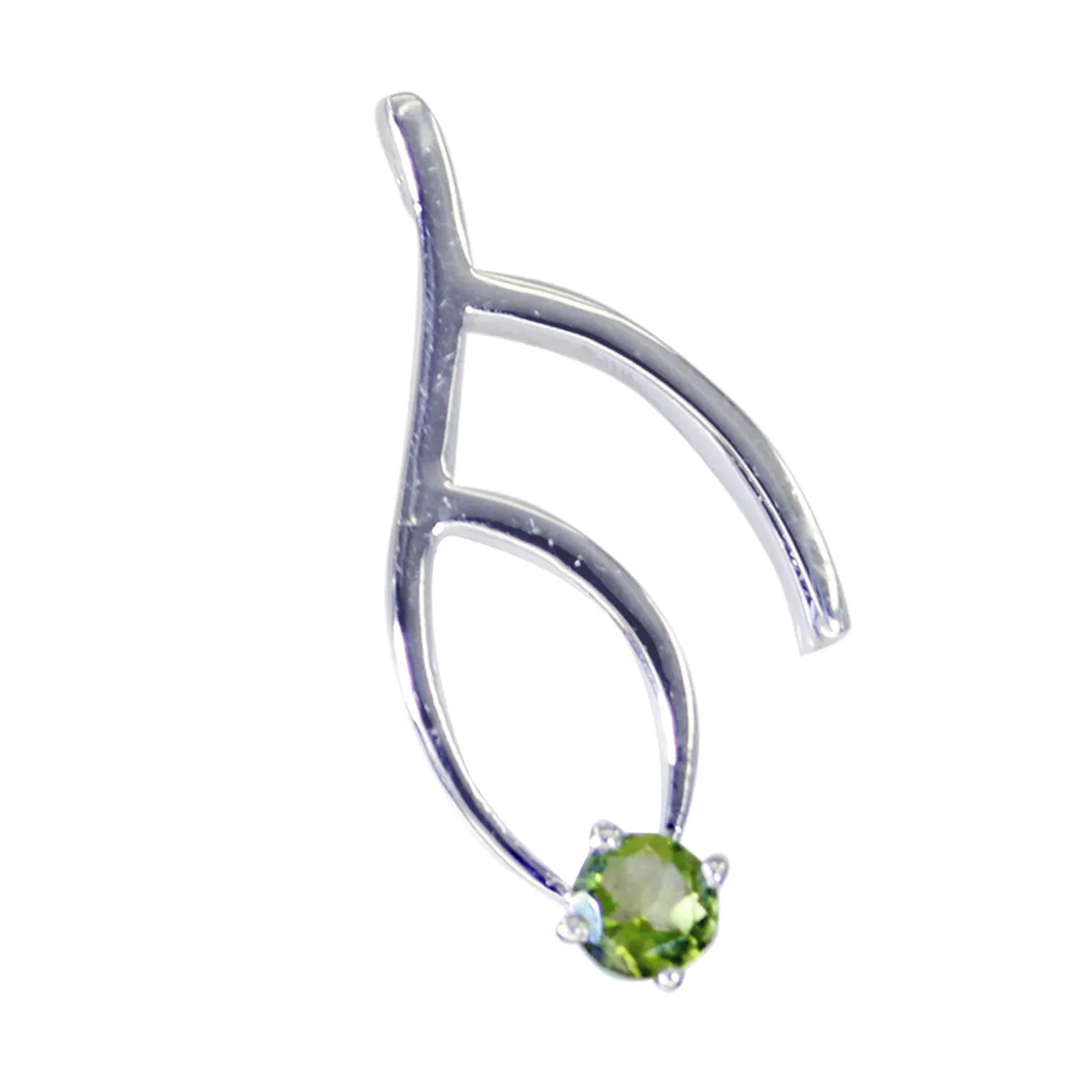 Riyo Engaging Gemstone Round Faceted Green Peridot Sterling Silver Pendant Gift For Friend
