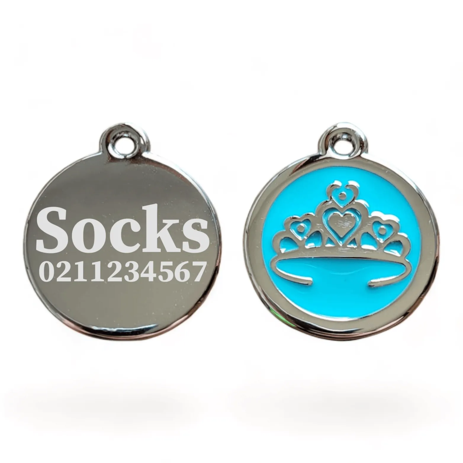 Round Tiara Cat & Dog ID Pet Tag