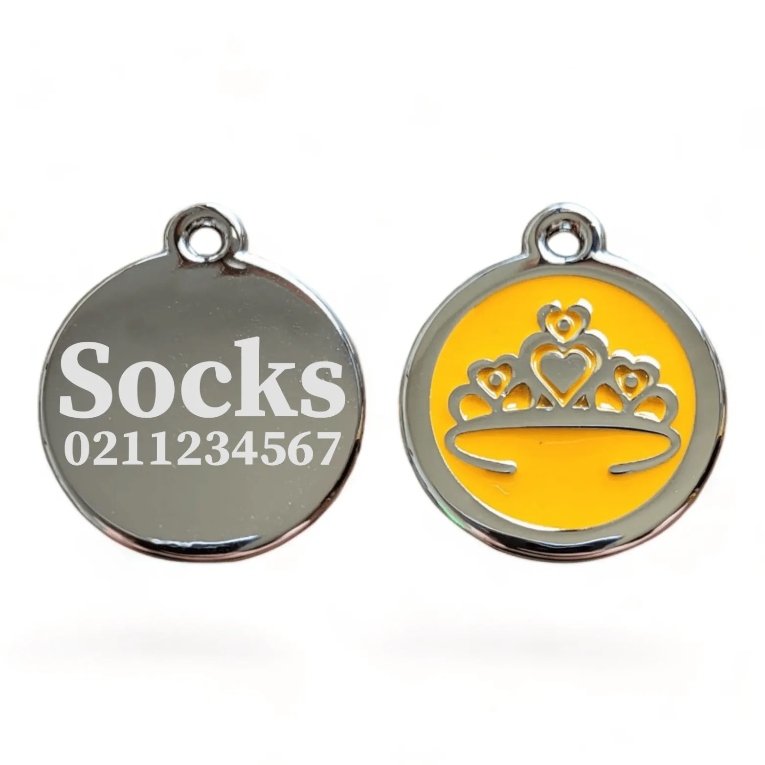 Round Tiara Cat & Dog ID Pet Tag