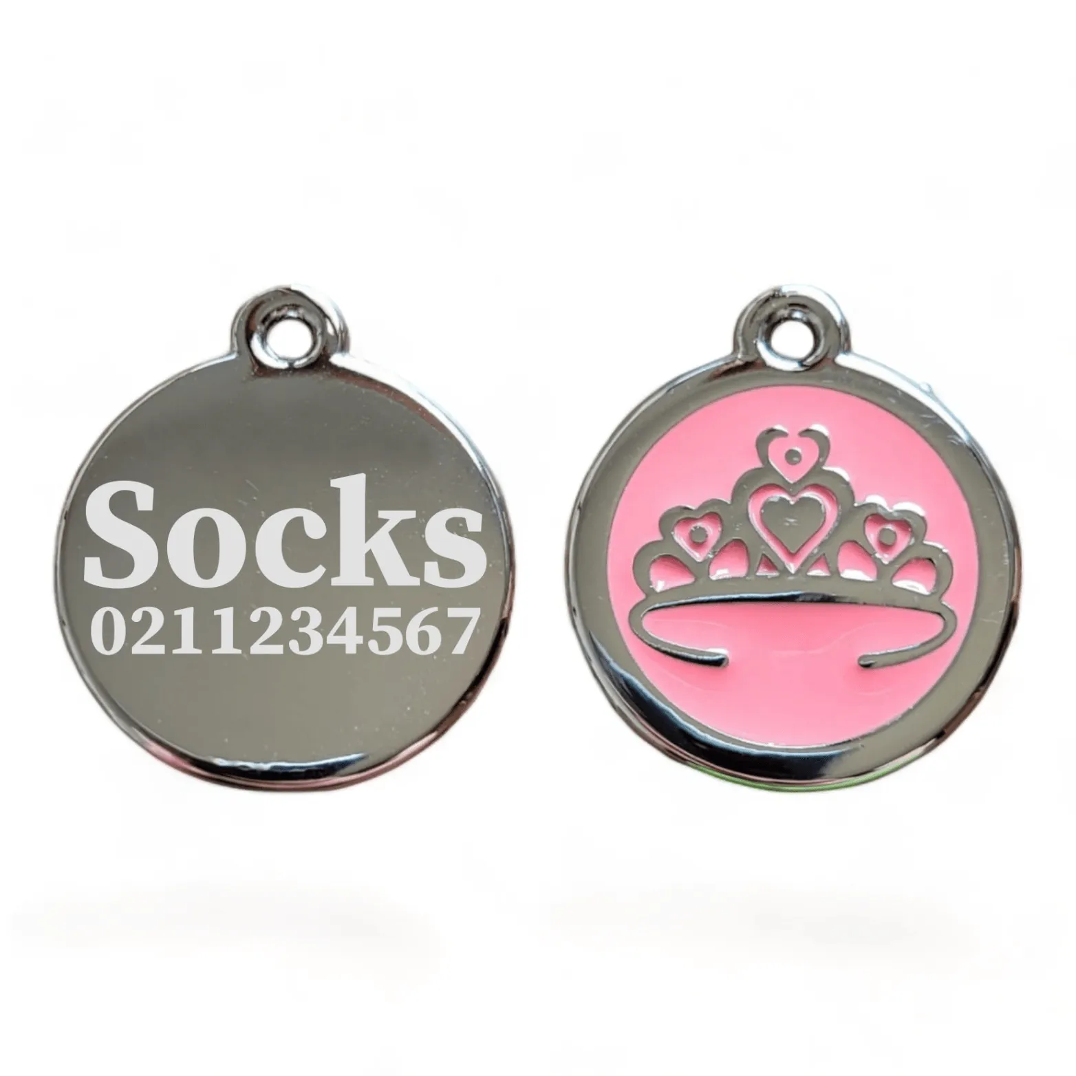 Round Tiara Cat & Dog ID Pet Tag
