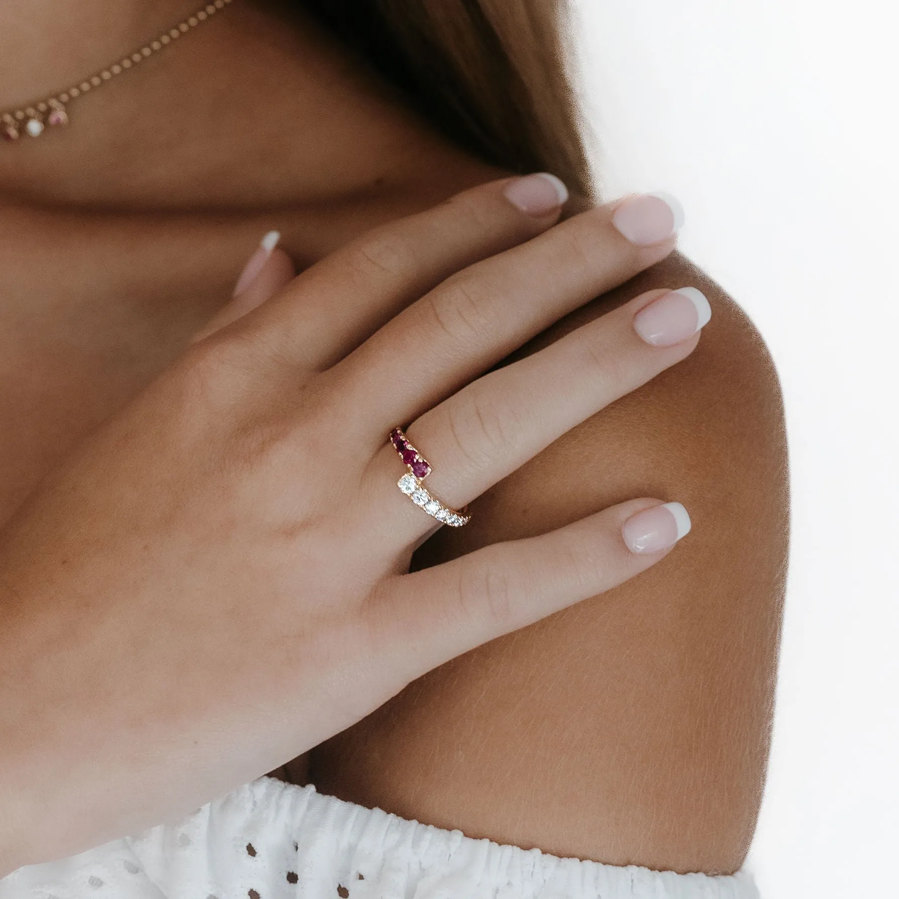 Ruby & Diamond Bypass Ring