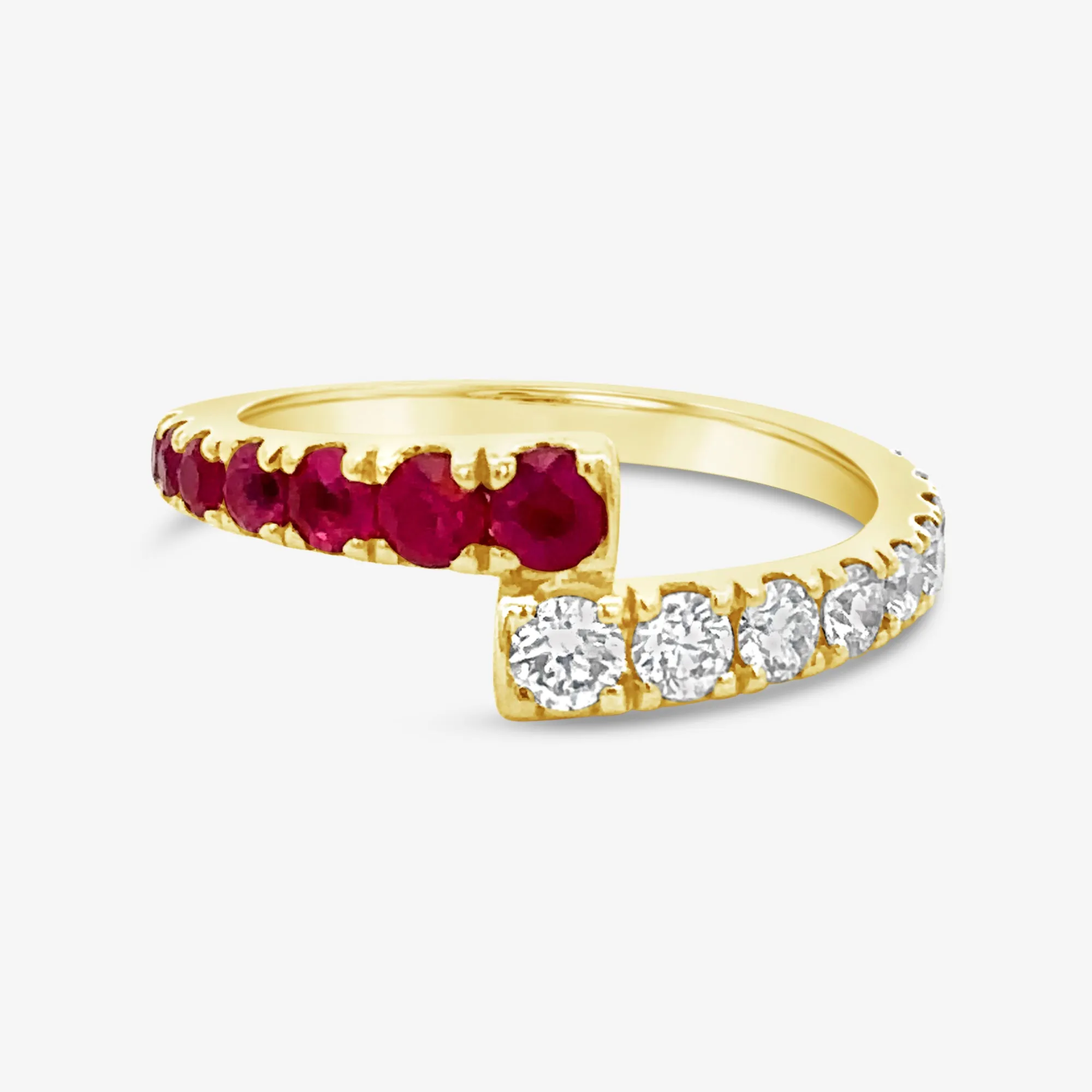 Ruby & Diamond Bypass Ring