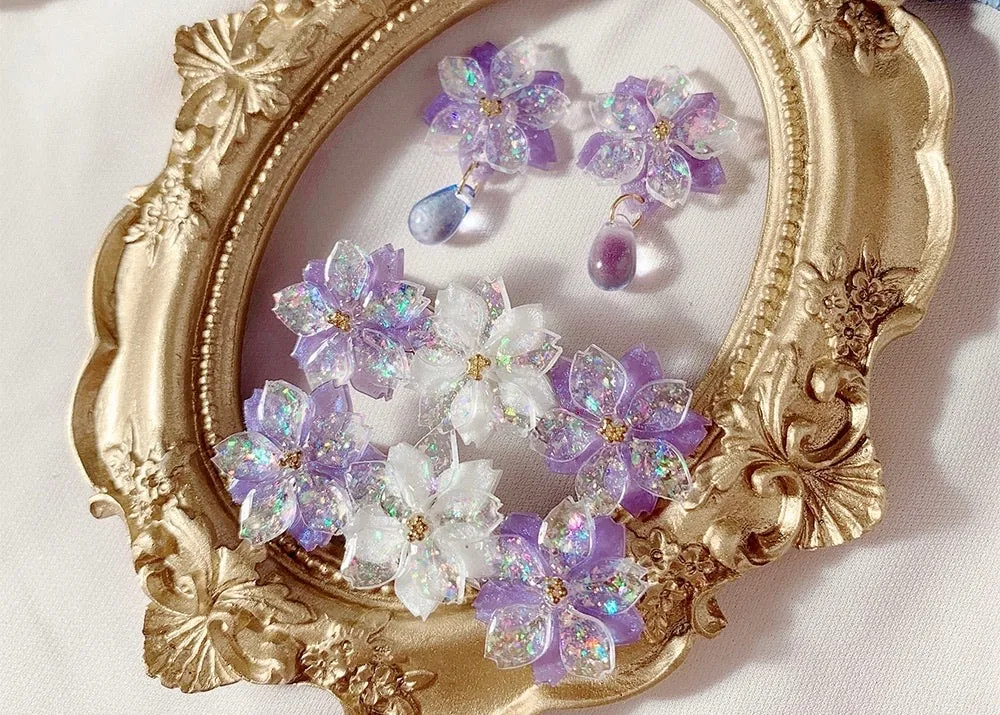 Sakura Rain Fairy Dream Handmade Ring Hairpin Necklace Set