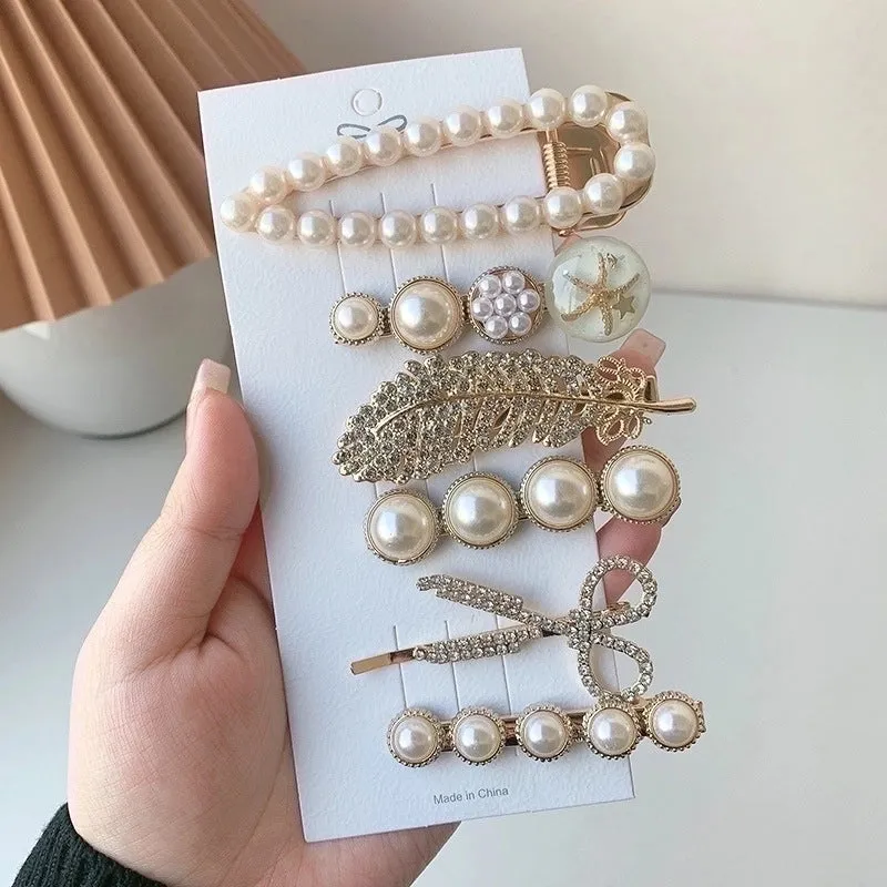 Simple New Rhinestone Pearl Hairpin