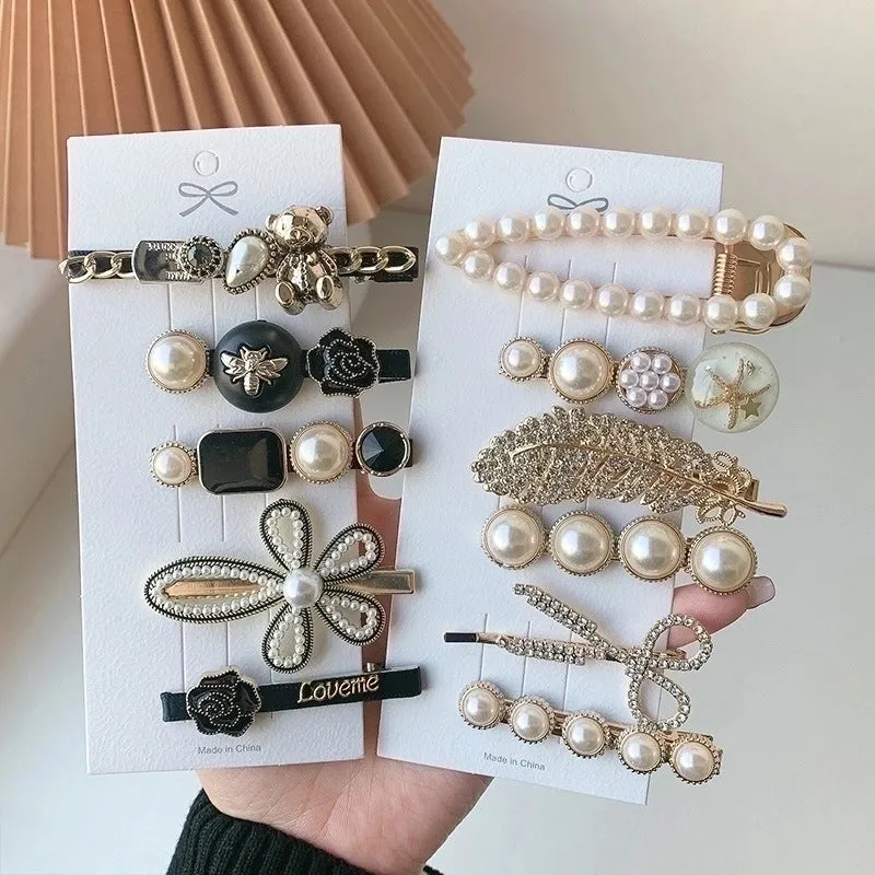 Simple New Rhinestone Pearl Hairpin