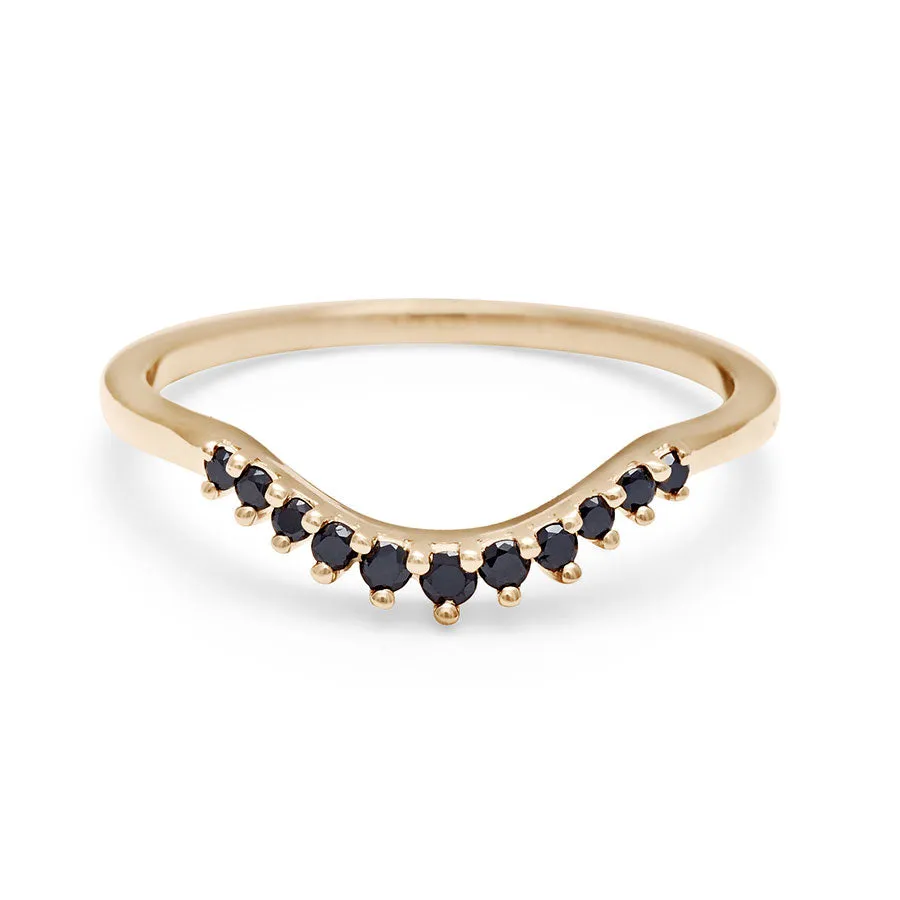 Starlight Tiara Curve Band - 14k Gold & Black Diamond