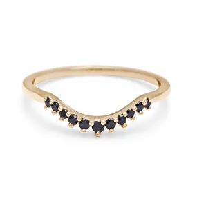 Starlight Tiara Curve Band - 14k Gold & Black Diamond