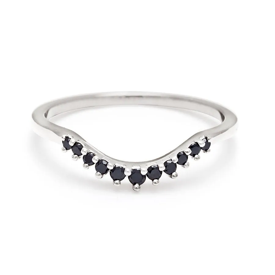 Starlight Tiara Curve Band - 14k Gold & Black Diamond