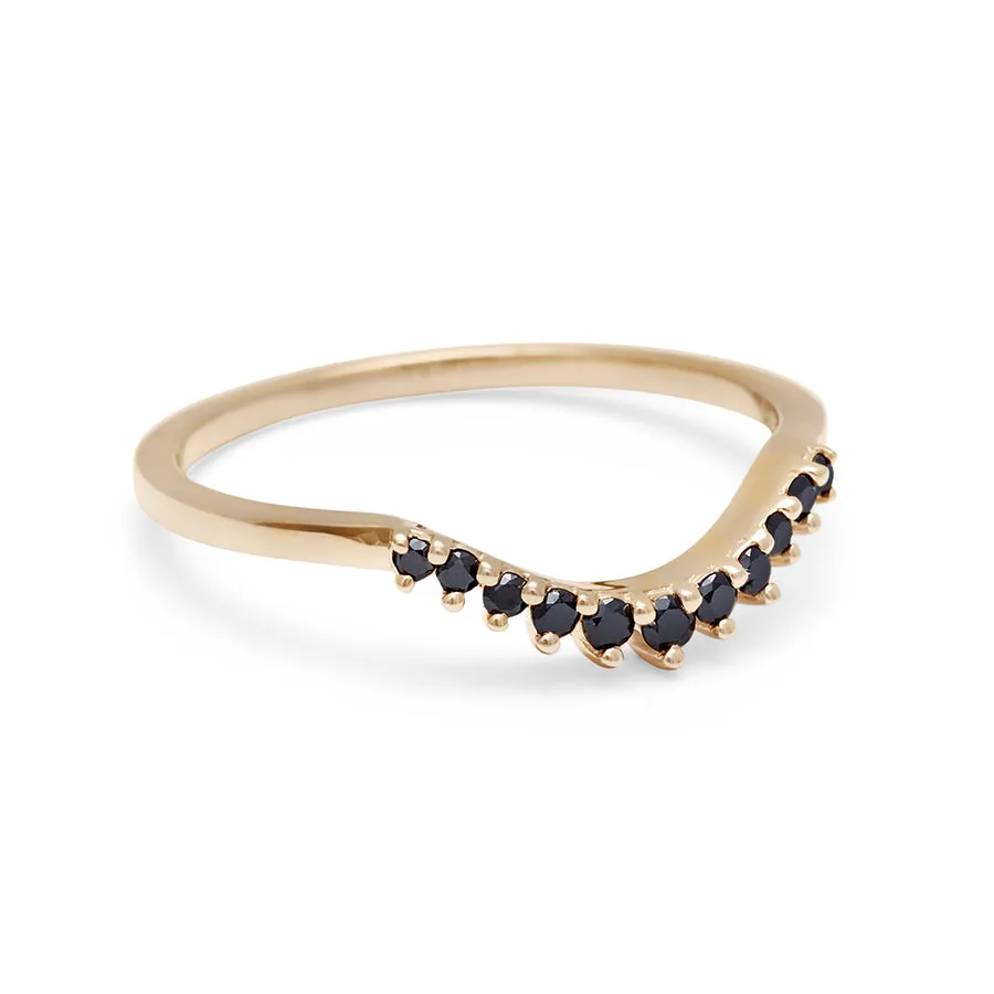 Starlight Tiara Curve Band - 14k Gold & Black Diamond