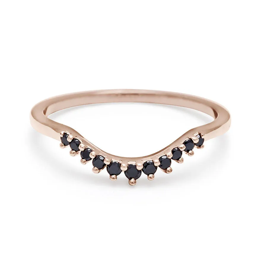 Starlight Tiara Curve Band - 14k Gold & Black Diamond