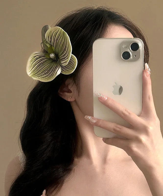 Unique Purple Silicone Cotton Pearl Floral Hairpin AB1068
