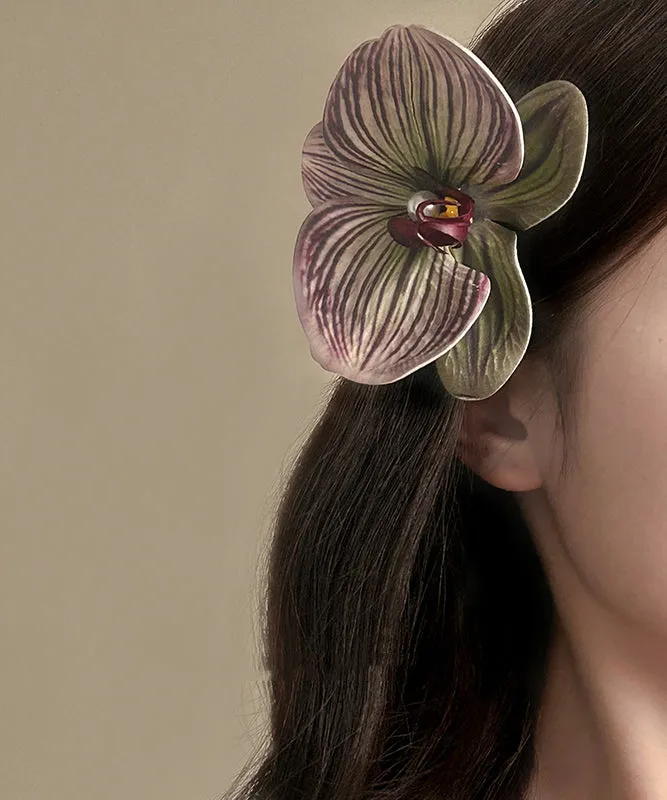 Unique Purple Silicone Cotton Pearl Floral Hairpin AB1068