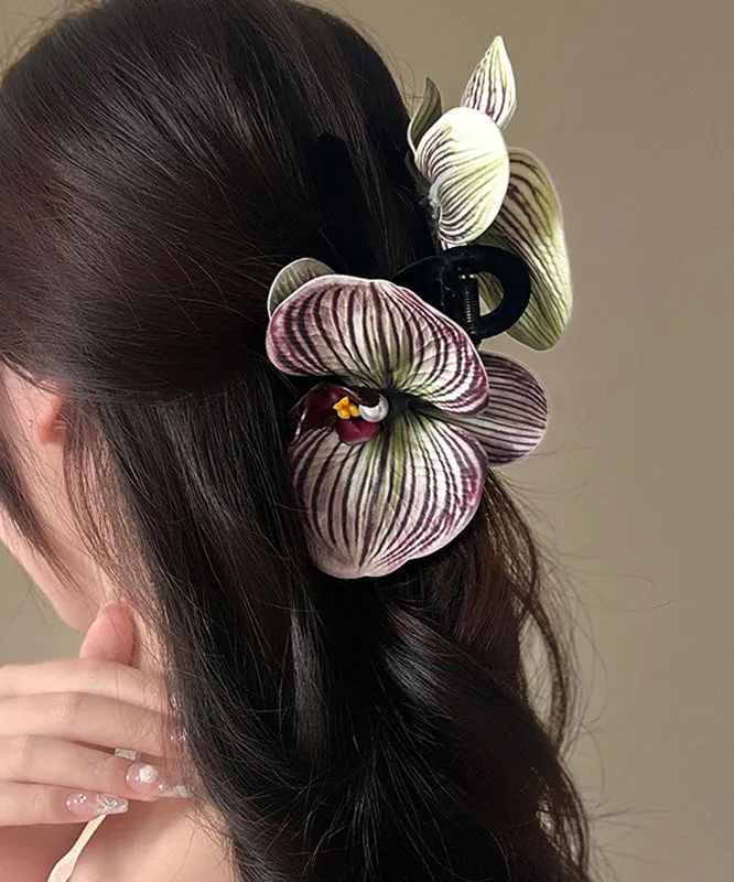 Unique Purple Silicone Cotton Pearl Floral Hairpin AB1068