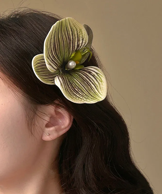 Unique Purple Silicone Cotton Pearl Floral Hairpin AB1068