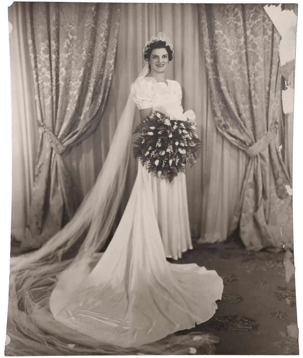 Vintage 1930s Wedding Wax Tiara Bridal Headpiece w Photo & Provenance