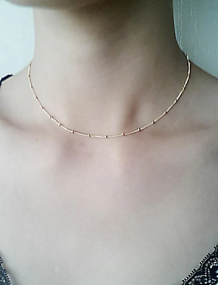Wholesale 14k Gold Filled Beaded Necklace, Gold Choker Necklace, Gold Satellite Chain, Dew Drops Necklace, Minimalist Necklace,gold beaded chain
